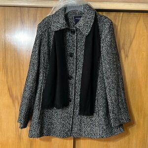 Women's London Fog Classic Single Breasted Wool Coat with Scarf